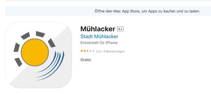 Mühlacker App im Apple App Store